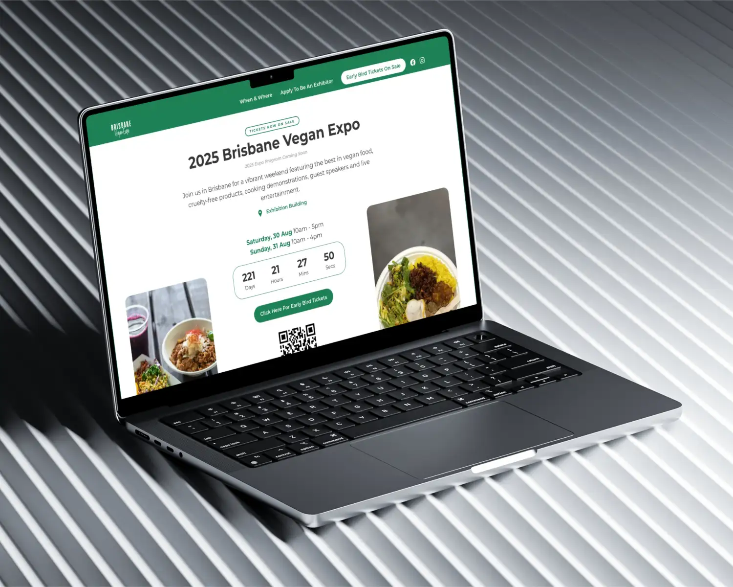 Event website design and development portfolio for Queensland Vegan Markets